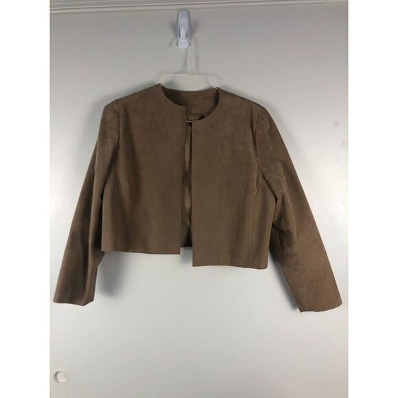 Vintage Homemade Skirt Suit Womens Sz M 2Pc Set Jacket & Skirt Camel Faux Suede* - Picture 2 of 15